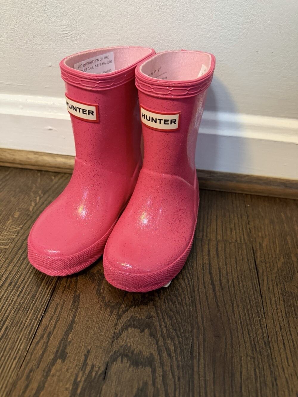 Hunter Little Girls Sz 6 Hot Pink Glitter Rain Boots NEW $80 MSRP